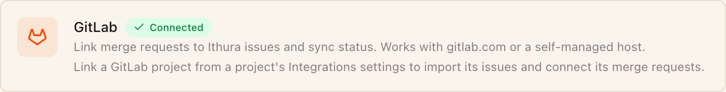 The GitLab card in workspace Integrations settings, with the Connect GitLab button.
